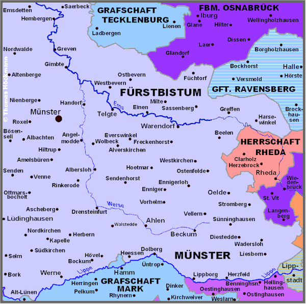 Karte des Frstbistums Mnster - sdstlicher Teil
